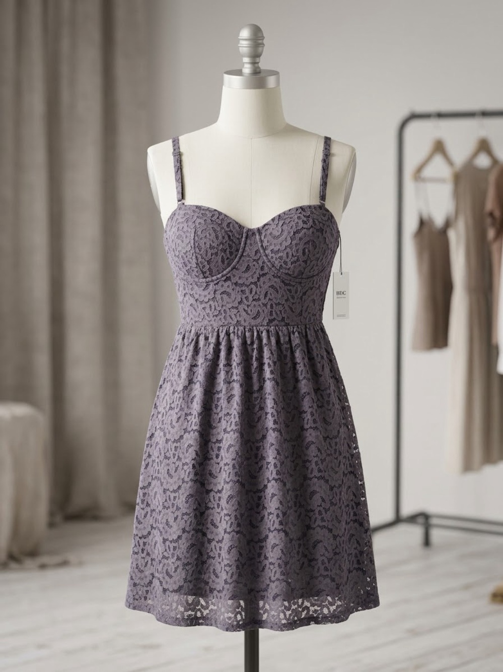 Bluenotes Grey Lace Bustier Mini Dress